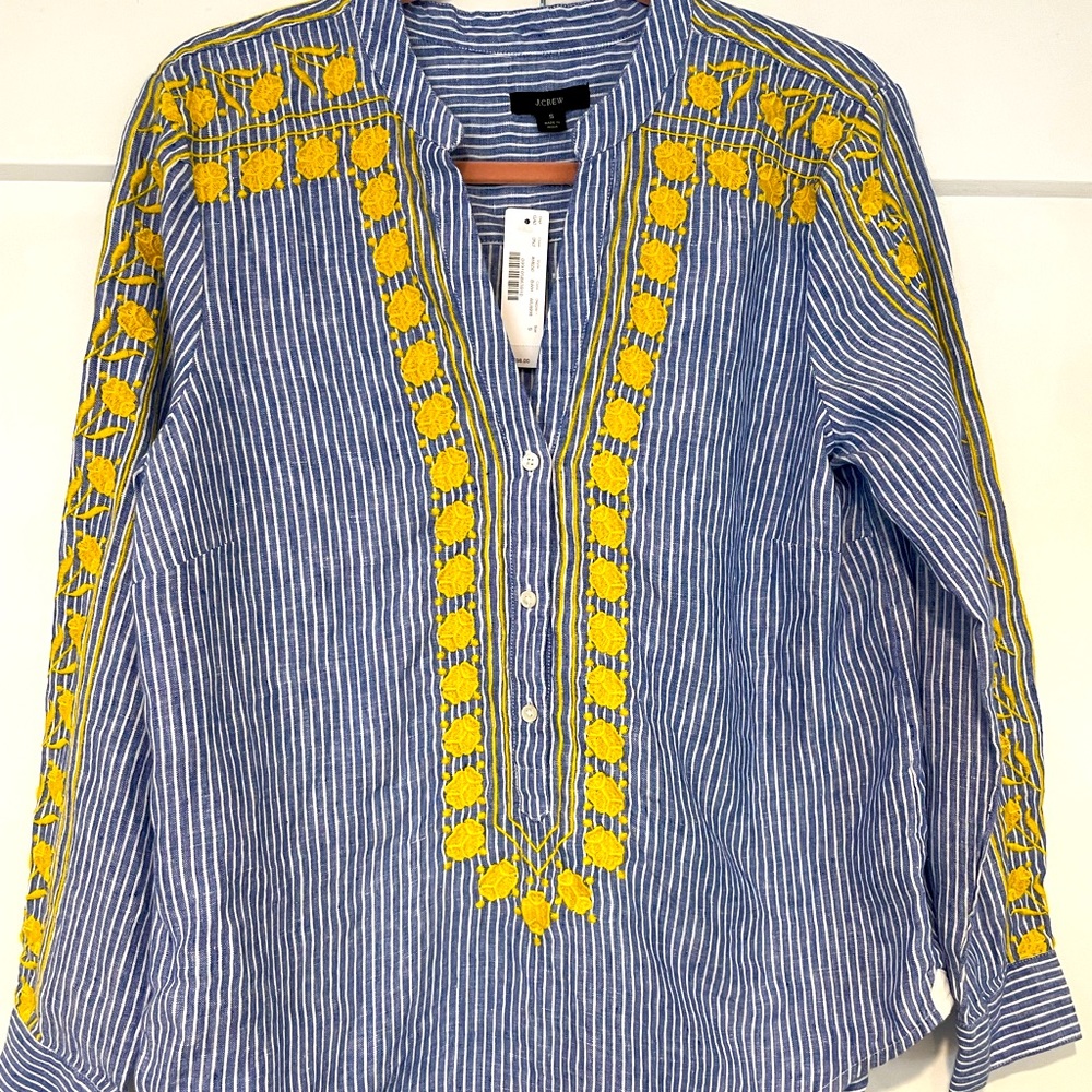 J.Crew Embroidered V-neck tunic
